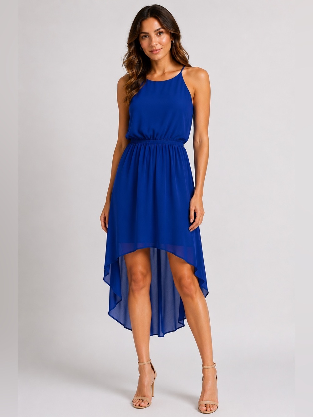 Needle & Thread Royal Blue High-Low Halter Dress